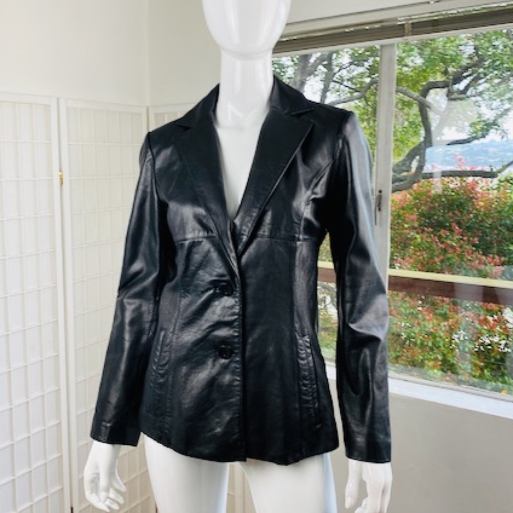 Wilsons Leather Black Leather Blazer Jacket